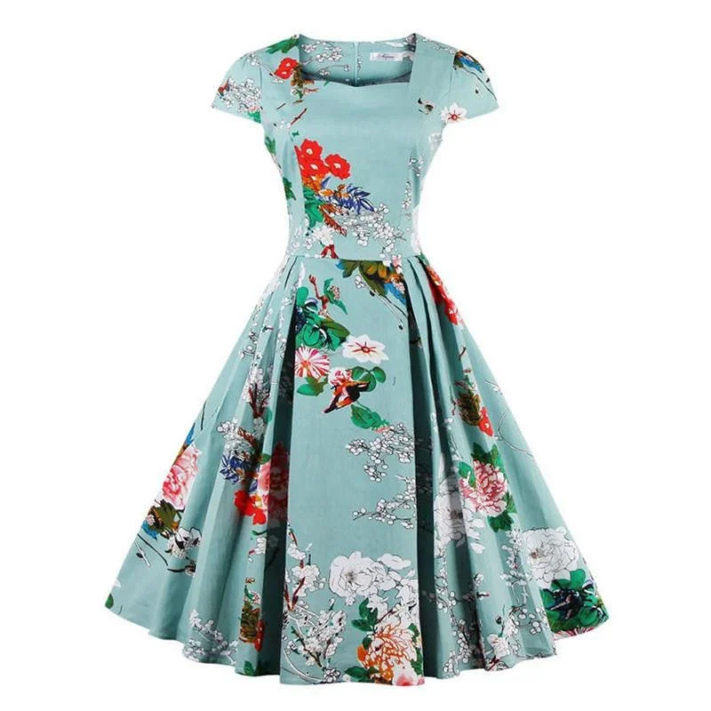 Sisjuly floral print vintage dress blue luxury party dresses style 1950s retro rockabilly dress vestido de festa vintage dresses Tunics Floral girly