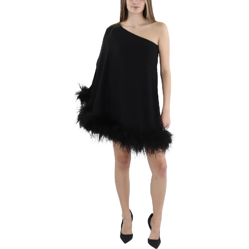 Marlene Womens Ostrich Feather Mini Cocktail And Party Dress Tunics Summer linen