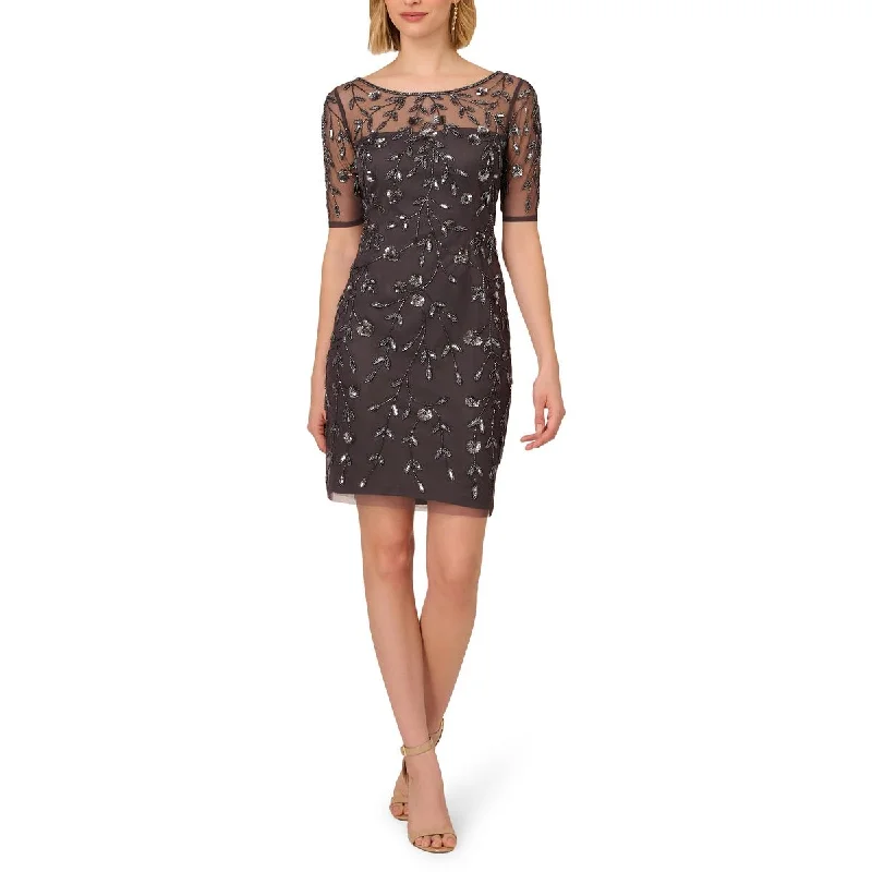 Womens Embellished Sheer Cocktail And Party Dress Tunics Trousers formal