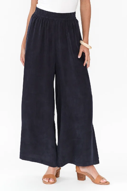 Vault Navy Cupro Pants Trendy Tapered Pants