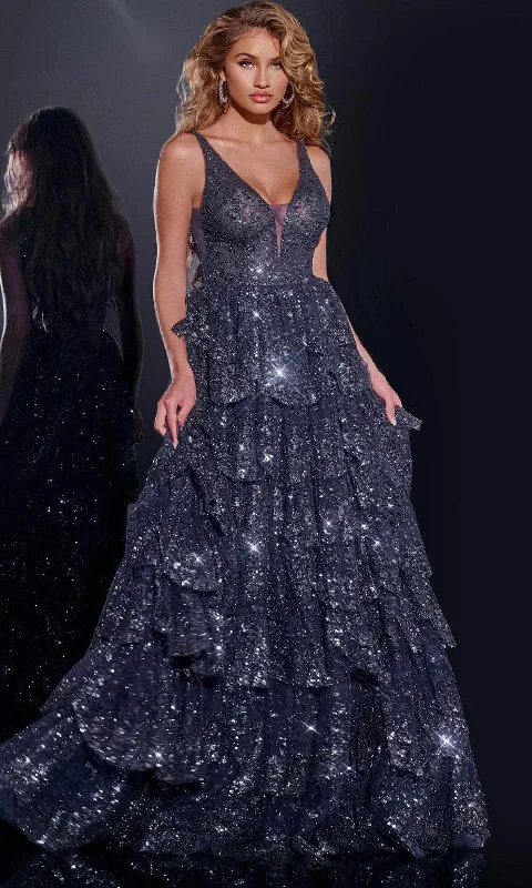 Jovani 43198 - Tiered A-Line Prom Dress Cowl Neckline Elegant