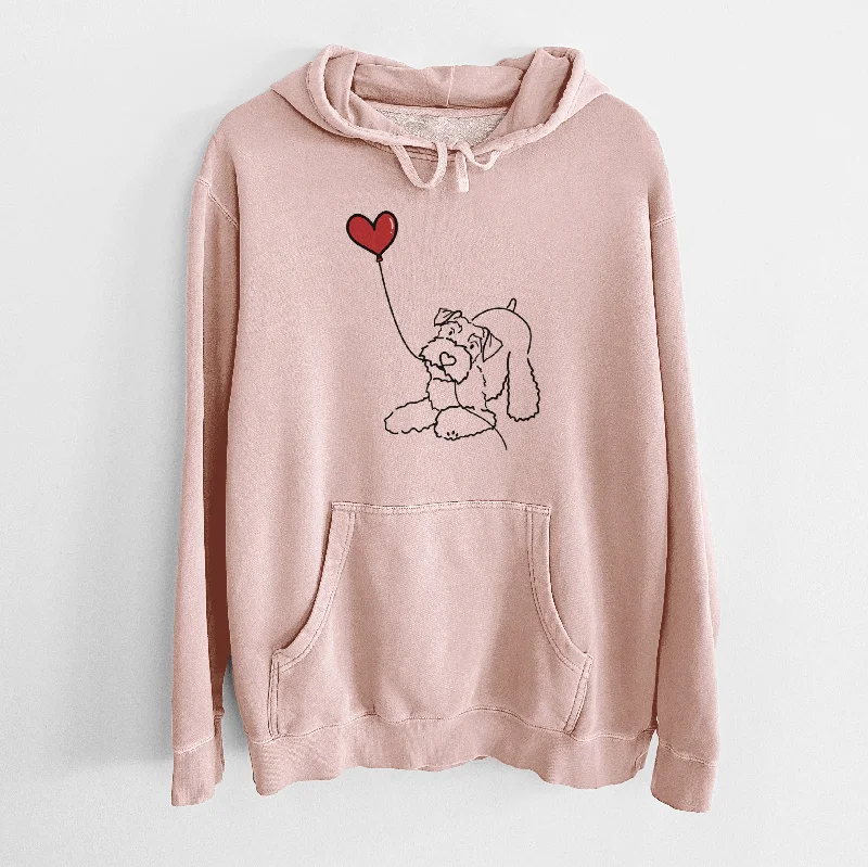 Mini Schnauzer Heart String - Unisex Pigment Dyed Hoodie Hoodie with Set-In Sleeves Structured Classic