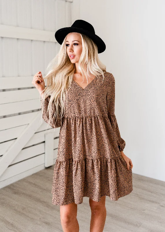 Leopard Tunic Dress Off-the-shoulder Chic Trendy