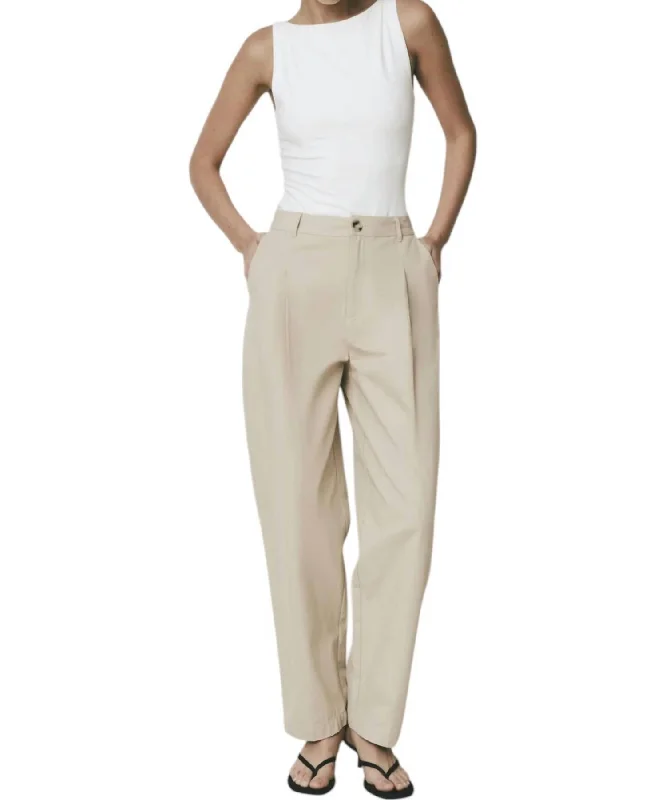 Maison Pants In Khaki Lightweight Linen Pants