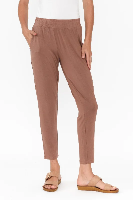 Percy Chocolate Bamboo Pocket Pants Trendy Printed Pants