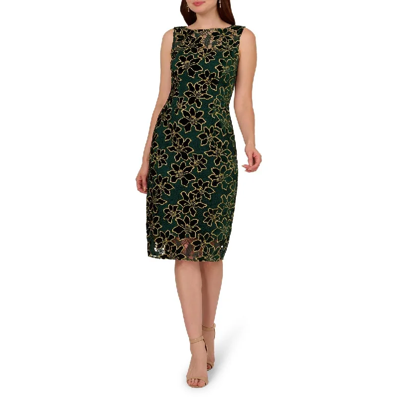 Womens Floral Metallic Cocktail And Party Dress Tunics Fleece cozy