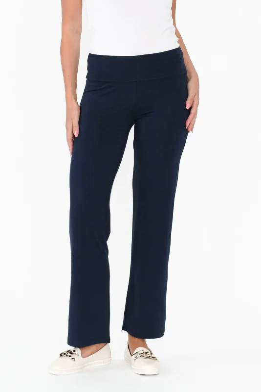 Pamela Dark Navy Bamboo Pants   Petite Sleek Black Pants