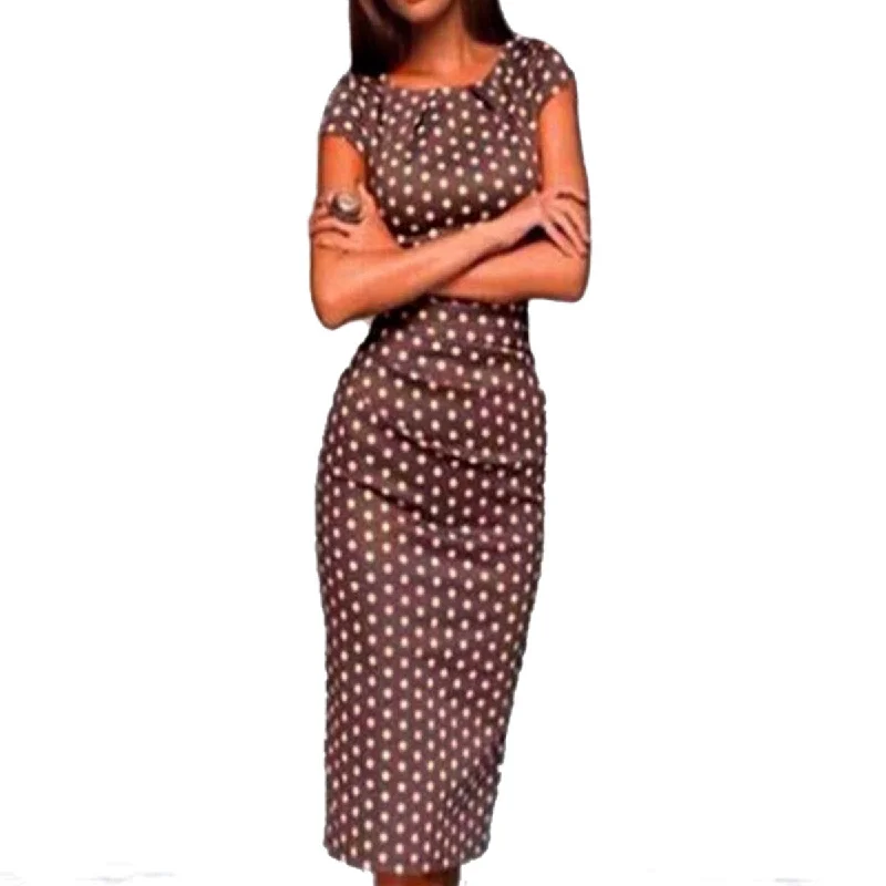 Dress Casual Short Sleeve Bodycon Polka Dot Print Office Party Dresses Plus Size Summer Tunics Cozy soft