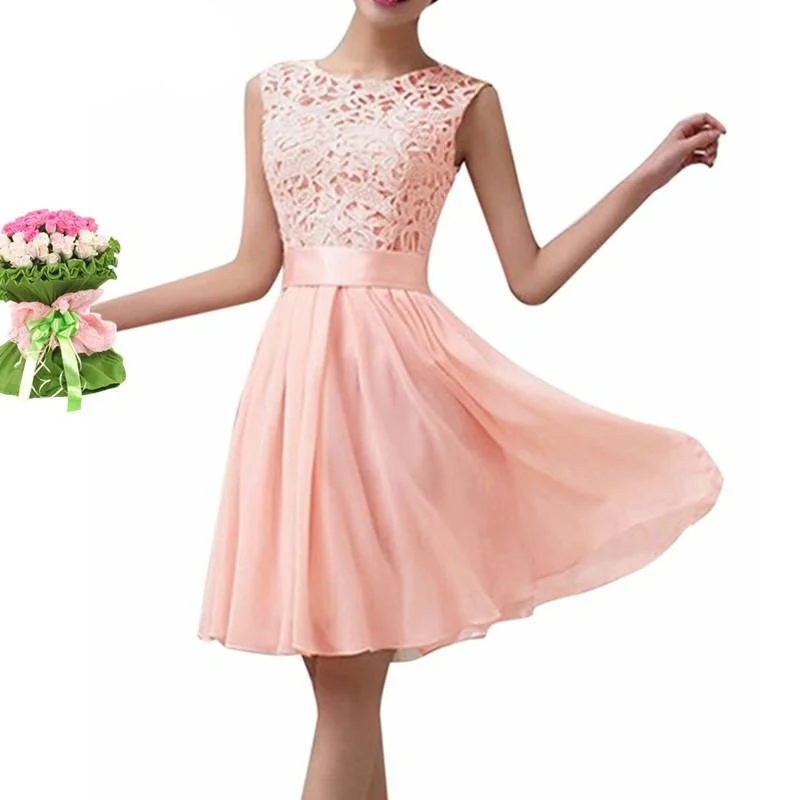 Women 2017 ZANZEA Party Dresses Sleeveless O-Neck Lace Crochet Chiffon Patchwork Summer Mini Dress Vestidos Plus Size Tunics Versatile functional