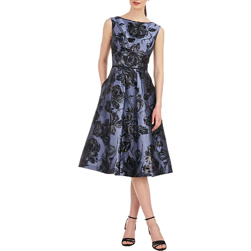 Womens Metallic Knee-Length Cocktail And Party Dress Shift Classic Vintage