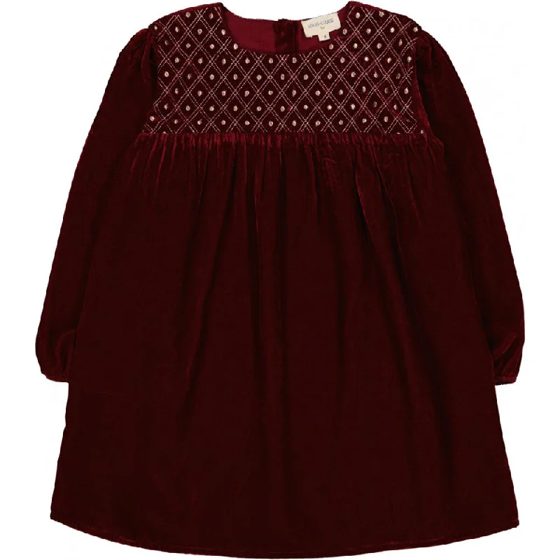 Louis Louise Prunelle Velvet Dress - Burgundy