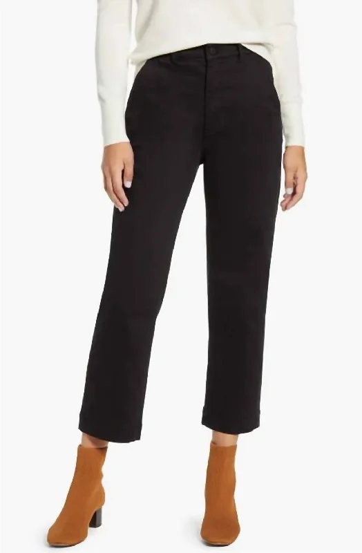 Straight Leg Crop Pants In Black Modern Stretch Trousers