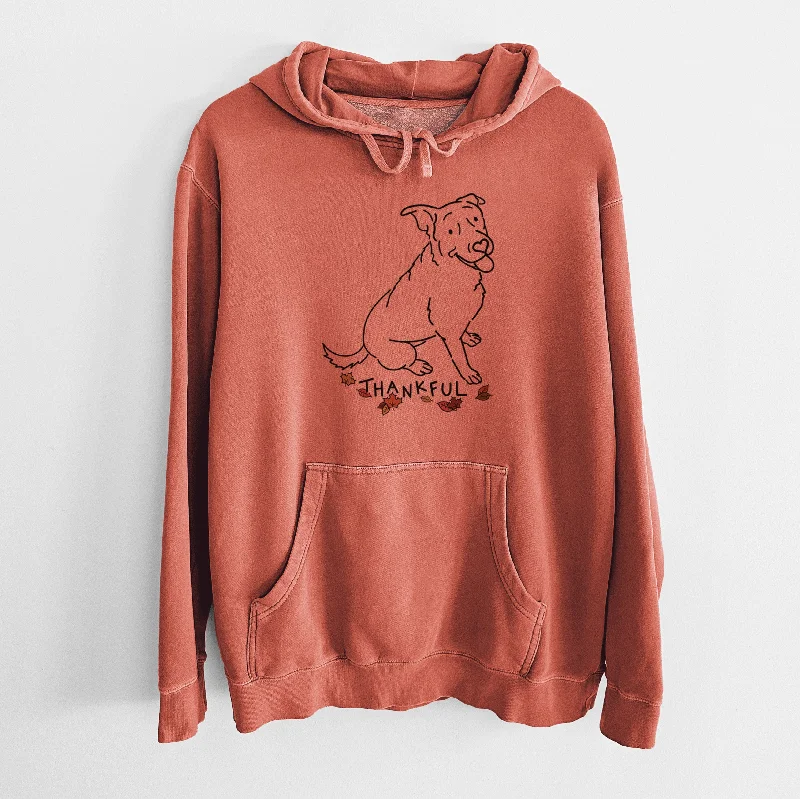 Thankful Rottweiler Mix - Rocky - Unisex Pigment Dyed Hoodie Hoodie with Metallic Shiny Futuristic