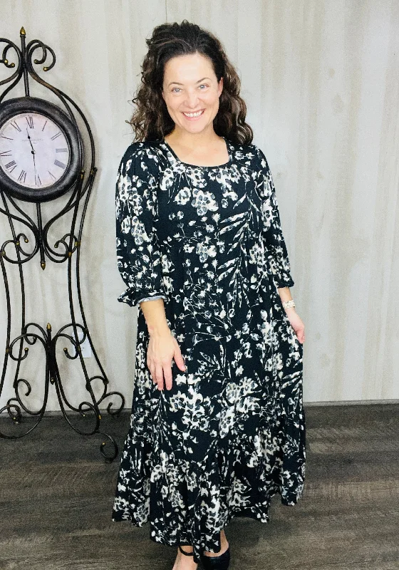 Hannah Black & Animal Print Dress Tunics Formal black