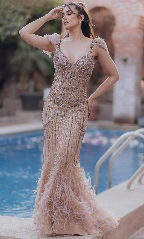 Terani Couture 232GL1425 - Fringed Sheath Dress Tunics Review highly