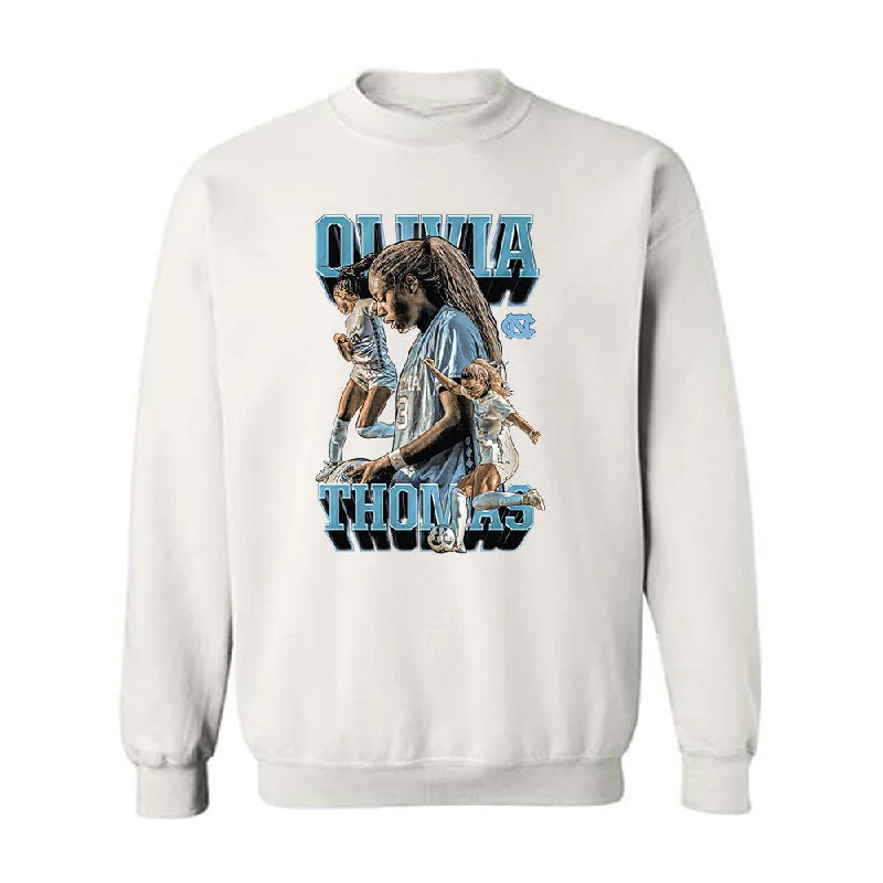 UNC - NCAA Women's Soccer : Olivia Thomas - Player Collage Crewneck Sweatshirt Hoodie with Monochrome Minimalist Simple