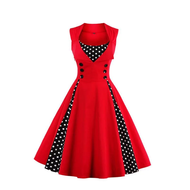 Summer Women Dress Retro 1950s 60s Dress Polka Dots Pinup Rockabilly Party Dresses Vintage Tunic Vestidos Mujer A-Line Day Work