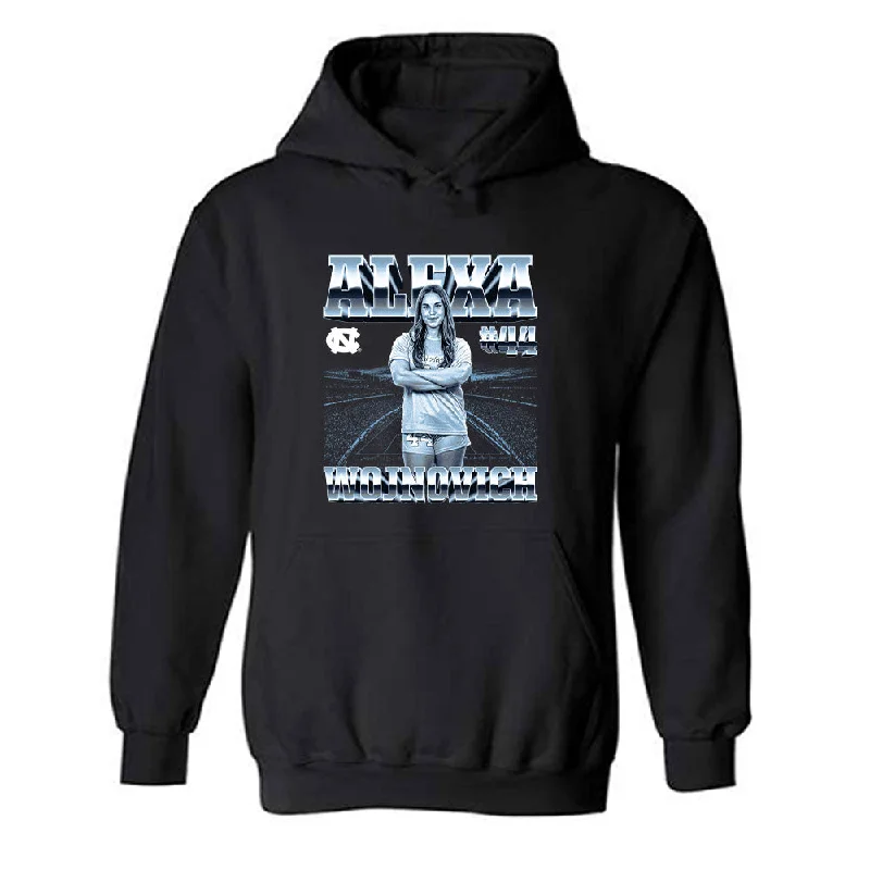 UNC - NCAA Women's Soccer : Alexa Wojnovich - Player Collage Hooded Sweatshirt Hoodie with Contrast Stitching Detailed Premium