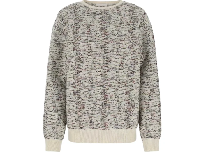 Chloe Ample Crewneck Cashmere Blend Knitted Sweater Glossy Satin Silk