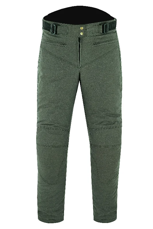 Warrior Gears® LADIES Wax Cotton Waxed Motorcycle Trousers, Waterproof Breathable CE Armour Biker Racing Trouser - Green Trousers Fall Fleece