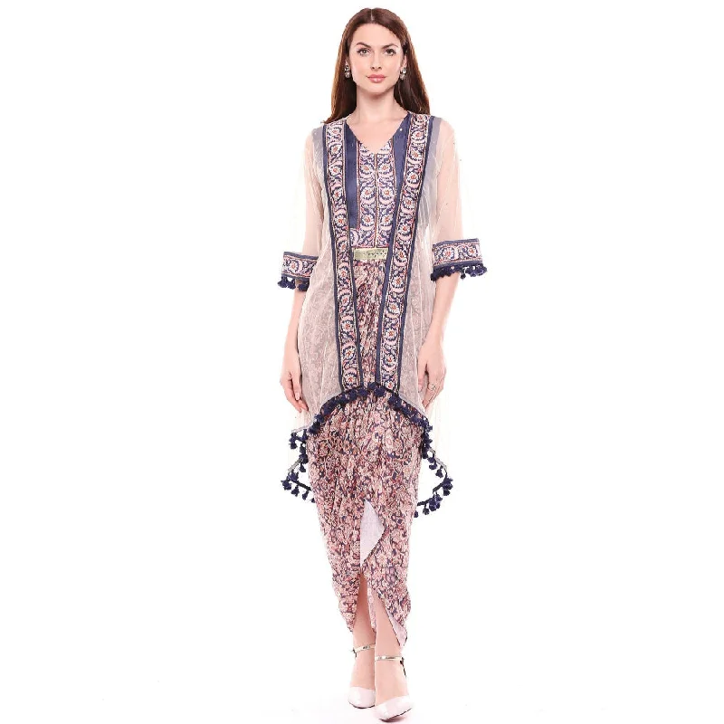 Soup by Sougat Paul Multi-Color Dress With Jacket - Customisable (Set of 2) Jacket Blazer Coat