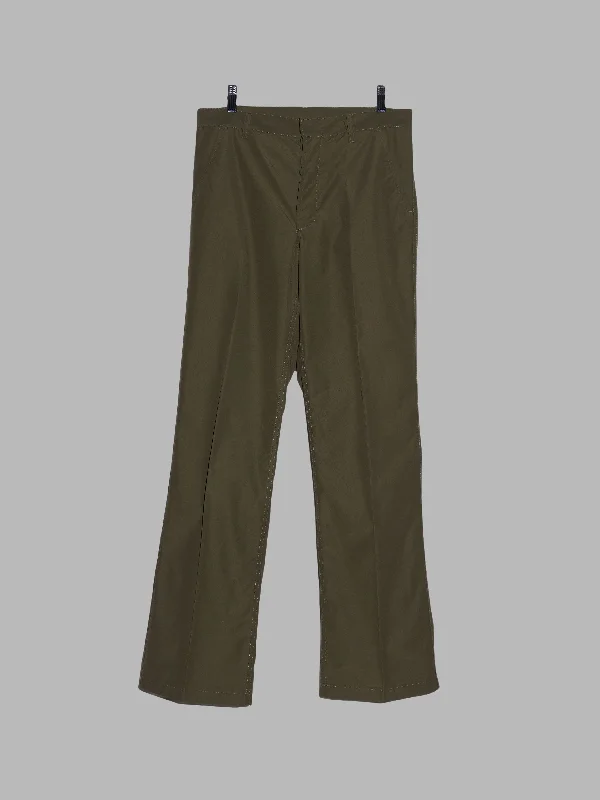 Christophe Lemaire khaki cotton-nylon straight leg trousers - 3 S M Trousers Trousers Formal