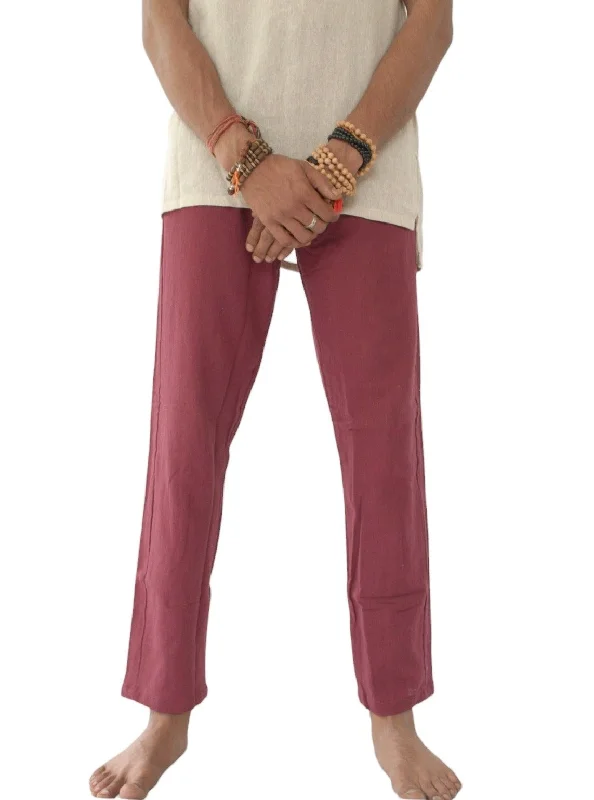 Maroon Unisex Organic Cotton Free Size Trousers Trousers Fall Fleece