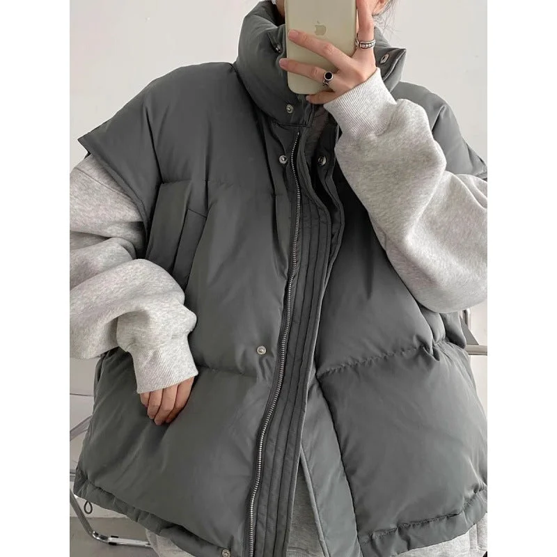 Casual Stand Collar Winter Jacket Vest Coats Collared Jacket Crew Neck Jacket Turtle Neck Jacket
