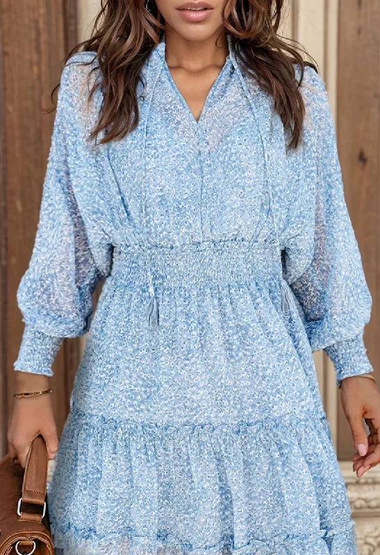 New Arrival Fashion All-Matching Loose Pullover Floral Dress Tapered Sleeve Pullover