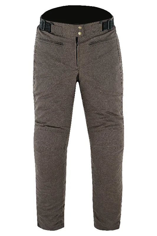 Warrior Gears® LADIES Wax Cotton Waxed Motorcycle Trousers, Waterproof Breathable CE Armour Biker Racing Trouser - Brown Trousers Modern Contemporary