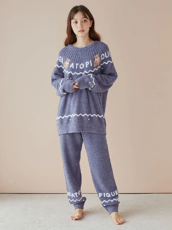 Nordic Pullover & Long Pants Set Turtleneck Warm Pullover