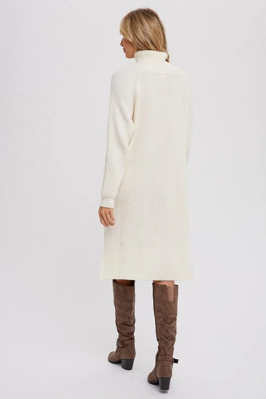 Quarter Zip Sweater Dress Handmade Hand-knitted Hand-woven