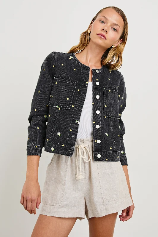 LIDO JACKET - ASH BLACK FLORAL Knit Jacket Woven Jacket Fleece Jacket