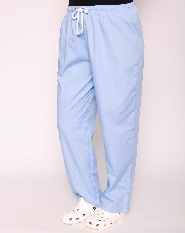 Aria Unisex Lightweight Scrub Trousers - Pale Blue Trousers Print Floral