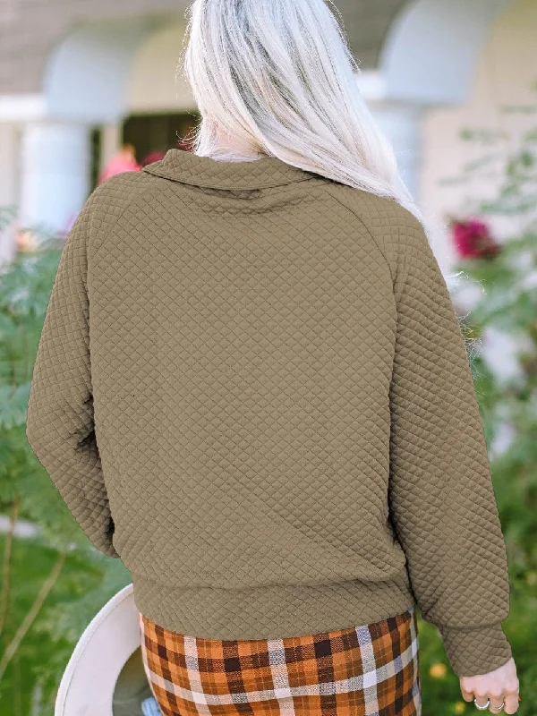 Stylish Quilted Pullover Short Puff Sleeve