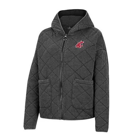 Colosseum Womens Gray Quilted Zip Up Jacket Fleece Fabric Down Fabric Feather Fabric