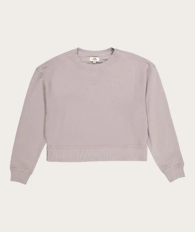 Ladies Crew Neck Sweater - Lilac Jersey Fabric Tulle Fabric Batik Fabric