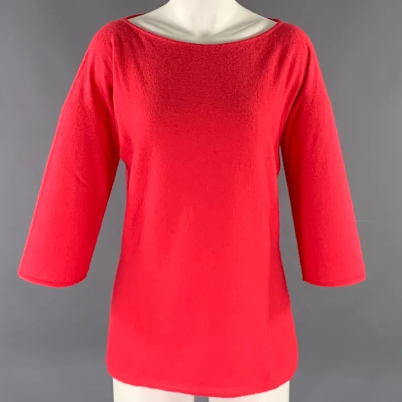 YVES SAINT LAURENT Size M Pink Coral Dolman Sleeve Pullover Bishop Sleeve Elegant