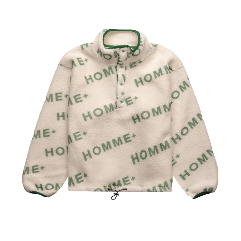 HOMME+ Polar Fleece Logo Pullover Green Angora Wool Cozy