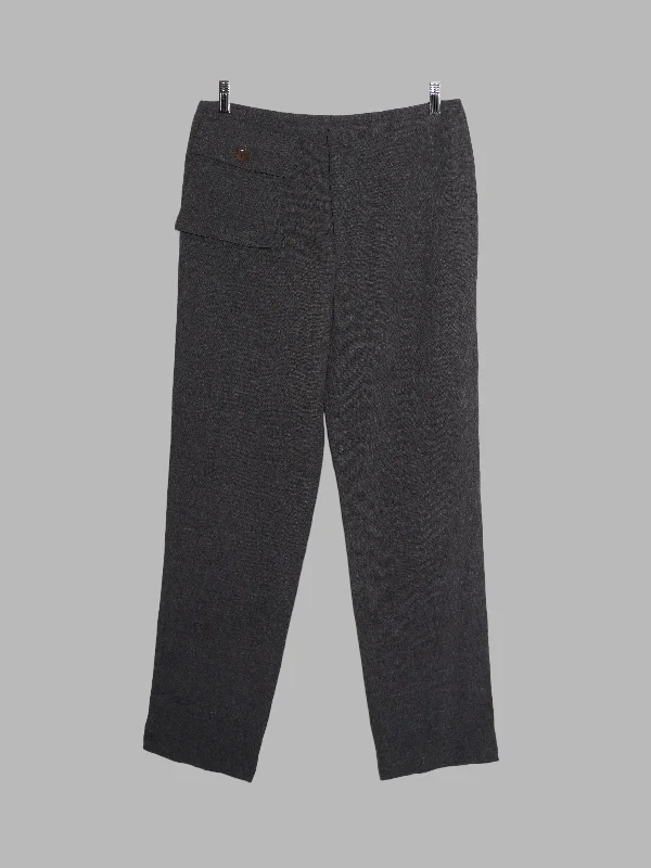 Dirk Bikkembergs Hommes 1990s grey linen detachable front pocket trousers Trousers Leather Faux