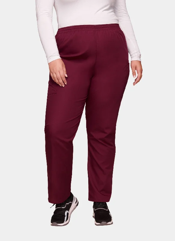 Cherokee Unisex Elasticated Scrub Trousers - Wine Trousers Flared Retro