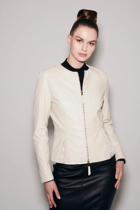 Blair Convert Peplum Jacket Off White Giacca Lusso - Jakett Bomber Jacket Anorak Windbreaker