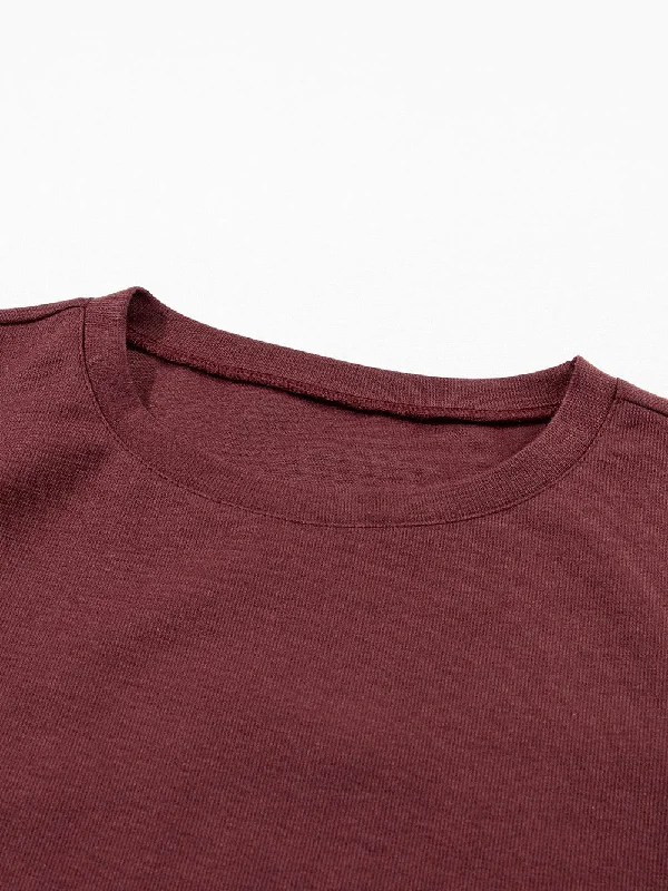 Relaxed Fit Maroon Pullover Deep Neck Pullover