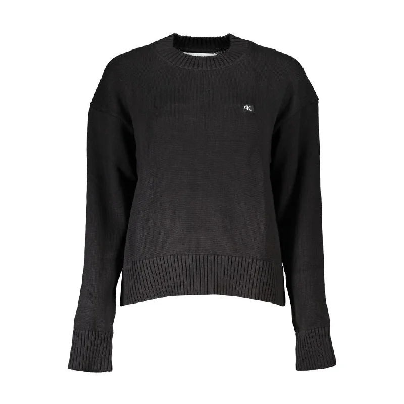 Elegant Long Sleeve Crew Neck Sweater Mesh Fabric Canvas Fabric Denim Fabric