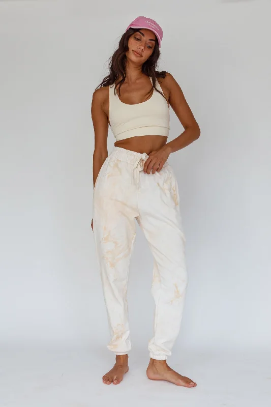 Serene Racerback Crop Top Sand Houndstooth Herringbone Solid