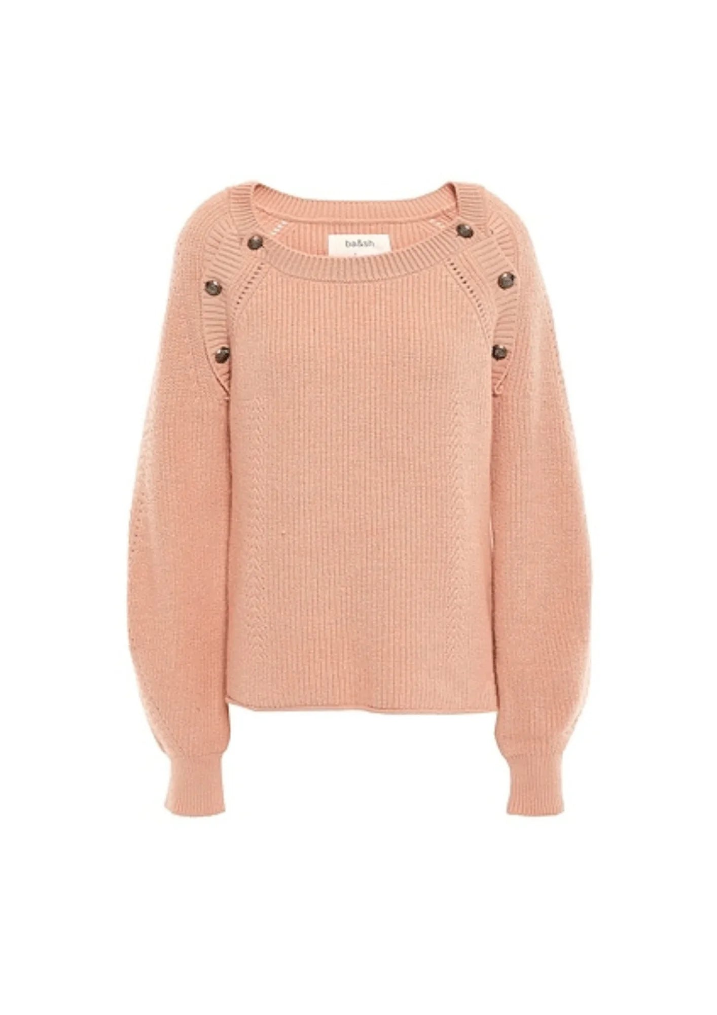 NUDE PUFFED SLEEVES PULLOVER Open Front Cardigan