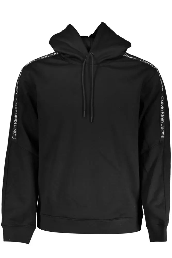 Black Polyester Men Sweater Hooded Sweater Collared Sweater Shawl Collar