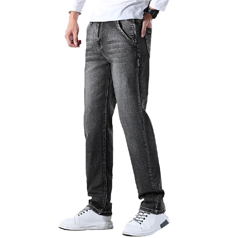 Fit Stretch Denim Pants Fashion Casual Slim Trousers Men Brand Trousers Business Professional