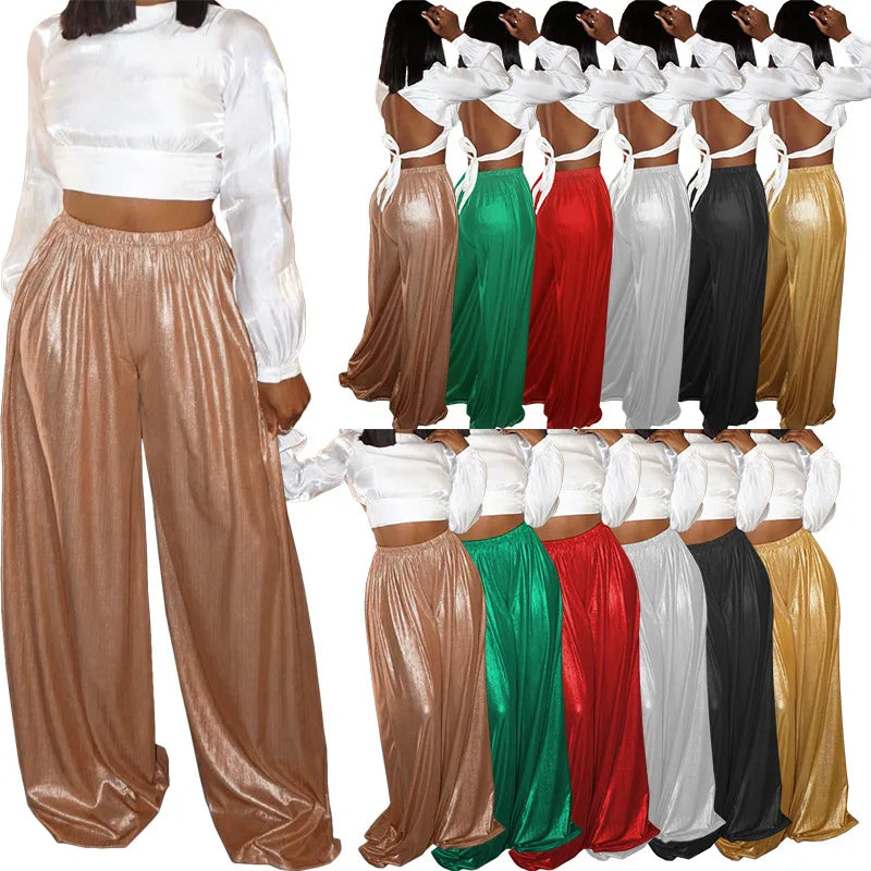 Women boutique clothes women's wide leg pants fashion flare  pants ladies trousers&pants for plus size women Trousers Office Stylish
