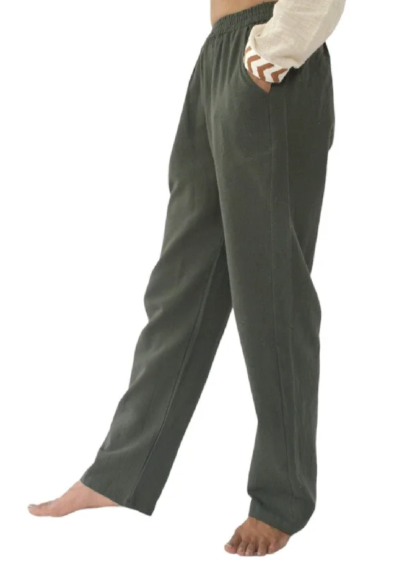 Forest Green Unisex Organic Cotton Free Size Trousers Trousers Summer Linen